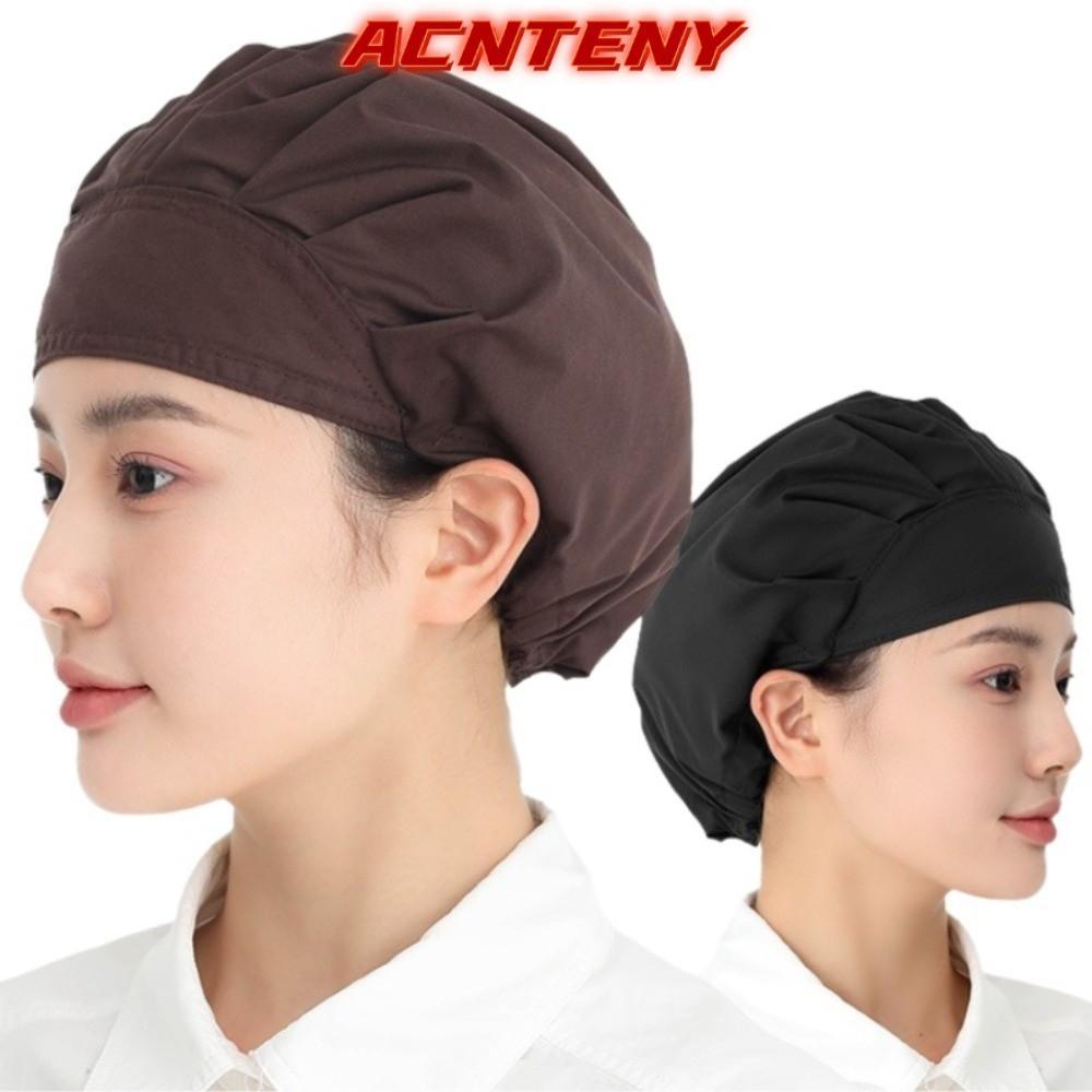 ACTENY หมวกจัดเลี้ยง, หมวกเชฟทรงแบนปรับได้, ผ้าฝ้ายอนามัยกันฝุ่นน้ํามัน Fume Proof Chef Cap ใช้ในครัวเรือน