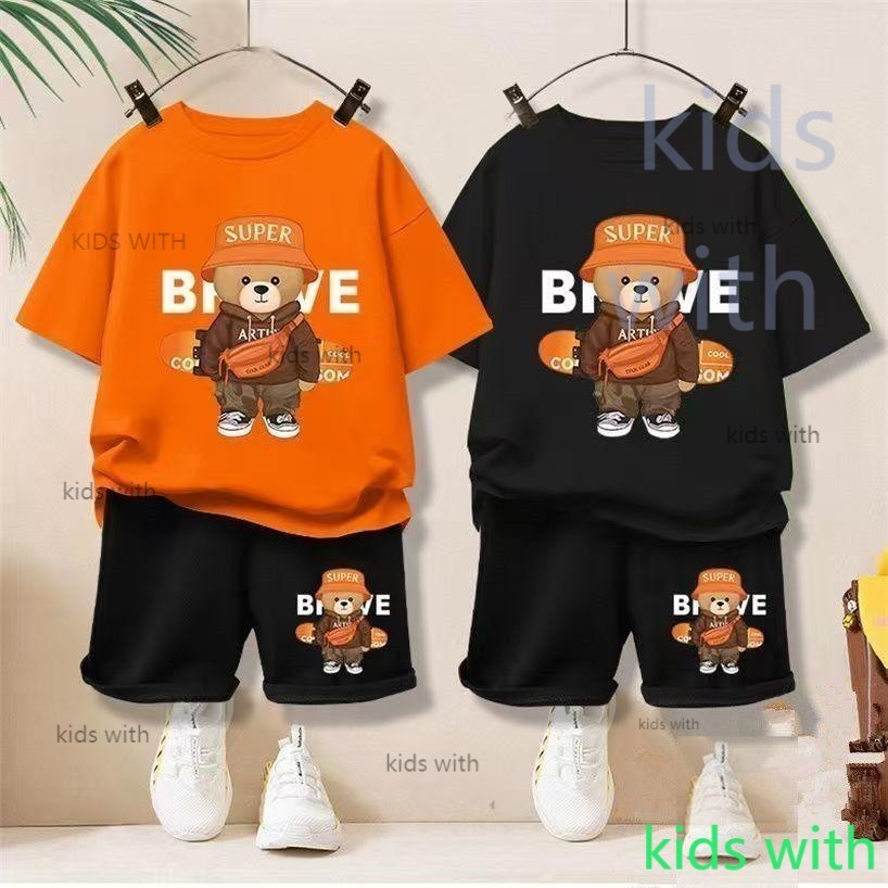 【จัดส่งไทย】2ชิ้น เซ็ตชุดเด็ก เสื้อ+กางเกง ชุดสองชิ้น（จัดส่งจากประเทศไทย）ชุดเด็กผู้ชาย ชุดแขนสั้นเด็ก 2025 ชุดหมีใหม่