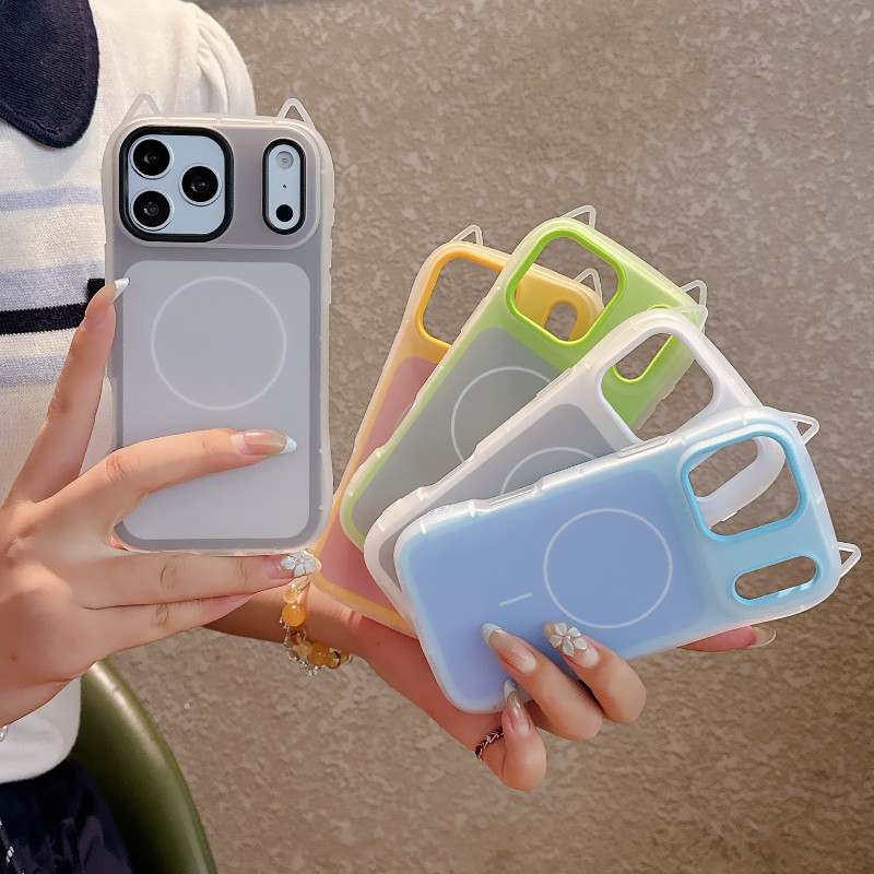 Jelly Color Cats Ears (ขนมปังรูปหูแมวนึ่ง) เคสโทรศัพท์แม่เหล็กสําหรับ IPhone11 12 13 14 15 16 17 PRO MAX