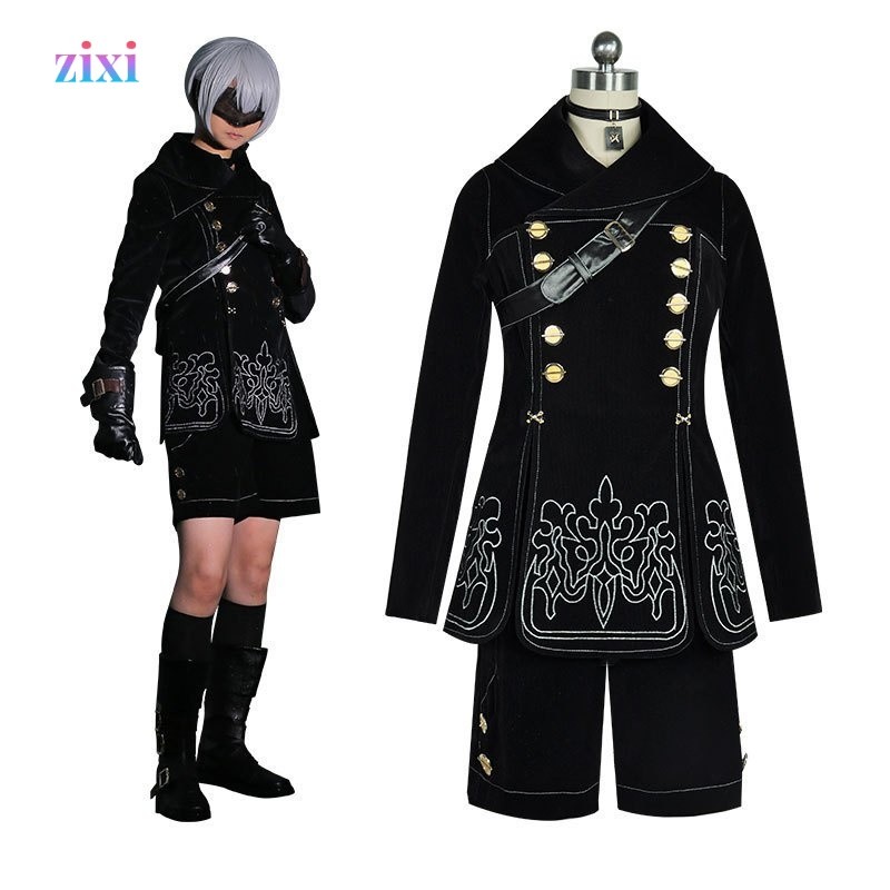 NieR: ชุดคอสเพลย์ Automata ชุดคอสเพลย์ 2B เสื้อผ้า 2B ครบชุดสไตล์ 2D