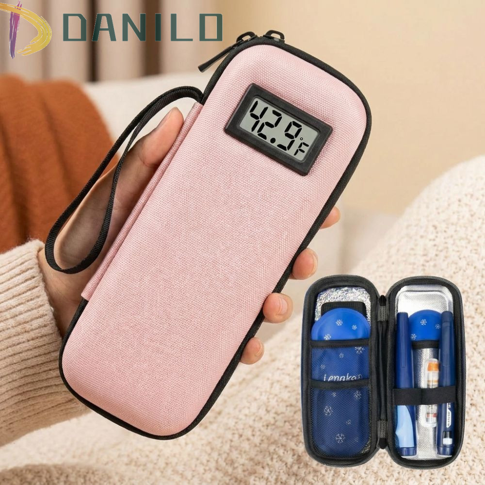 DANILLO Insulin Cooling Storage Case,เครื่องวัดอุณหภูมิจอแสดงผลถุงแช่เย็นอินซูลิน Vial Cooling Bag,สวมใส่กันน้ํากันฝุ่นInsulin Cooler Travel Case Cold Storage