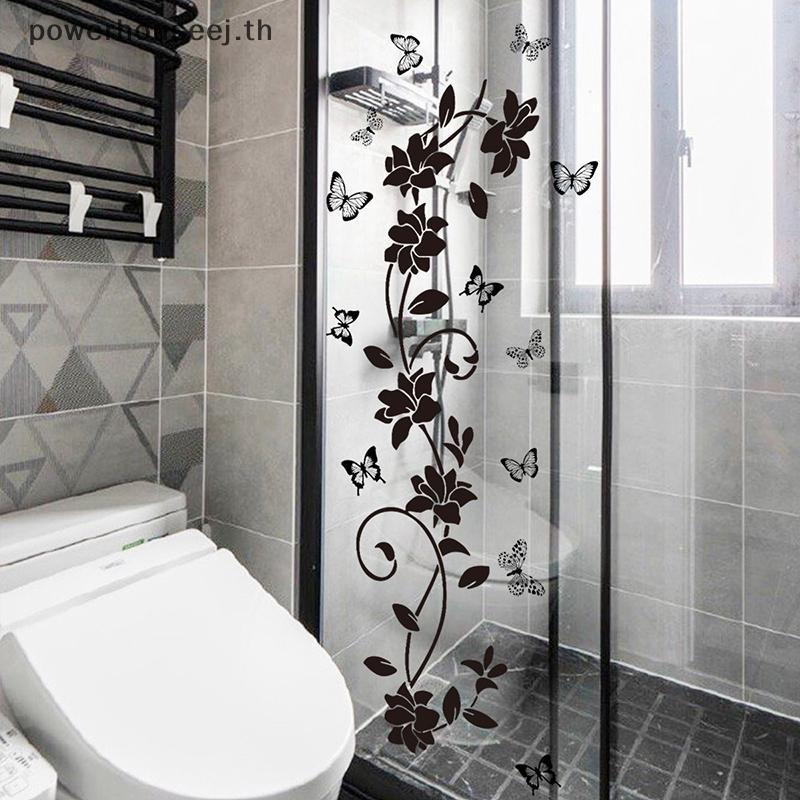 XXHZ ดอกไม้ Iris Vine Mirror Glass Stier ตกแต่งบ้านห้องน้ํา Self-กาว Wall Stier [TH]