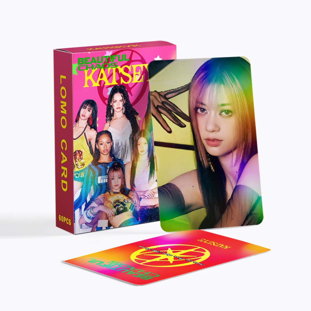 60 ชิ้น KATSEYE การ์ดโลโม่โฮโลแกรม Kpop Laser Photocards ฟิล์มป้องกันรอยขีดข่วน