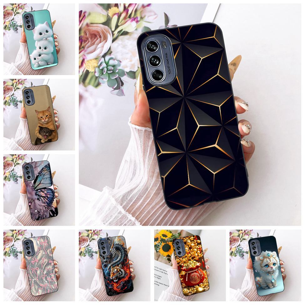 สําหรับ Motorola Moto G62 5G กรณีความงามน่ารักการ์ตูนแฟชั่นผีเสื้อตลกทาสีปกหลังสําหรับ Moto G62 5G ป