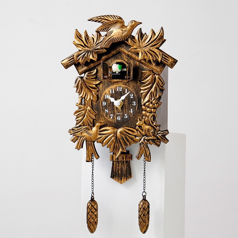 Cuckoo Wall Clock Cuckoo Distressed Plastic High-End Sense Home Hourly Times Clock Clock นาฬิกาเด็ก 