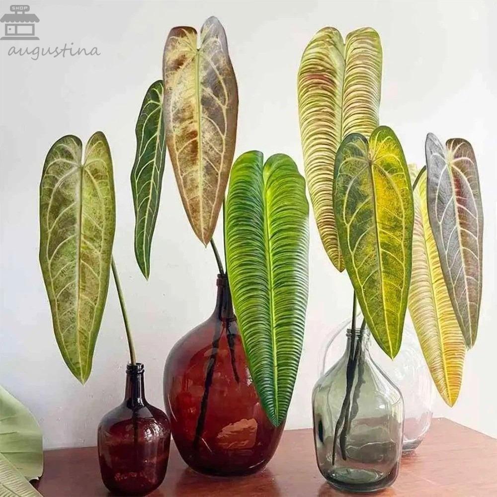 AUGUSTINA ใบ Calla ประดิษฐ์,พลาสติกพืชสีเขียว Crane King Fern Leaf, Forests วันเกิดเหมือนจริง Non-Fading ประดิษฐ์ Arrowroot Leaf ตกแต่งบ้าน