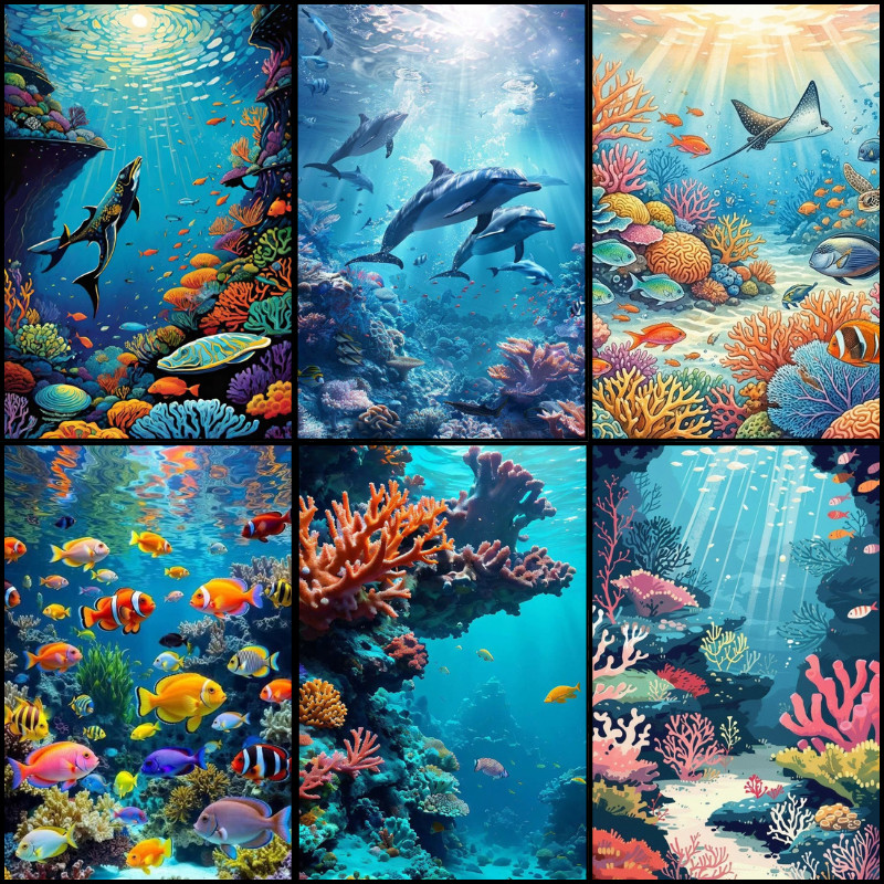 【UnderWater World Puzzle】ปริศนา 300 ~ 1,000 ชิ้น jigsaw puzzle ของเล่น เพื่อการศึกษา ปริศนาการ์ตูน ไม้ 69-10