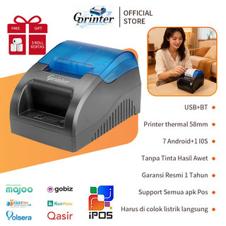 Gprinter free 3 roll kertas popos 58B Printer bluetooth mini printer thermal 58MM pos kasir ppob printer termal support printer lable/resi