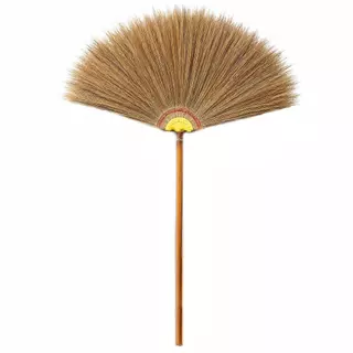 ไม้กวาดดอกหญ้าด้ามไม้ คละสี ยาว 70cm ไม้กวาดไม้ไผ่ broom ไม้กวาดทำความสะอาดพื้น ไม้กวาดราคาถูก