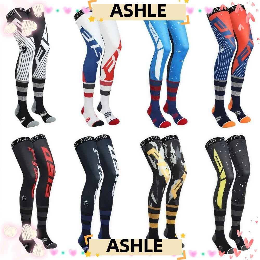 ASHLE รถจักรยานยนต์เข่าวงเล็บ,ความยืดหยุ่นผ้าไหมน้ําแข็ง Motocross ถุงเท้าเข่า, Professional Cool รูปแบบ Anti-slip การบีบอัดรถจักรยานยนต์กีฬาถุงเท้าสําหรับ ATV MX Enduro