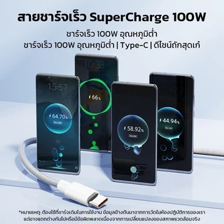 สายชาร์จ 100W สายชาร์จเร็ว type c ใช้ได้กับ iPhone Samsung OPPO สายชาร์จแบบถัก ชาร์จไว ถนอมแบต