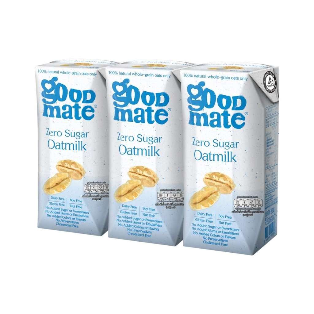 กู๊ดเมท นมข้าวโอ๊ตสูตรน้ำตาล0% Goodmate Zero Sugar Oat Milk 180ml. Pack3