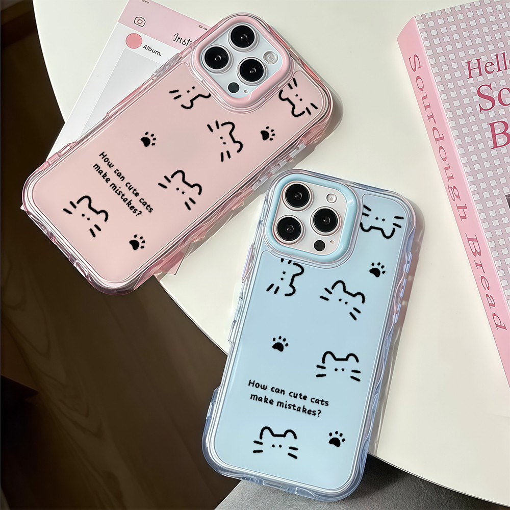 จัดส่งฟรีทั่วประเทศ เคสโทรศัพท์เจลลี่แมวยิ้มมีความสุขเหมาะสำหรับ iPhone16 15 14 Pro Plus 13 12 11 Promax