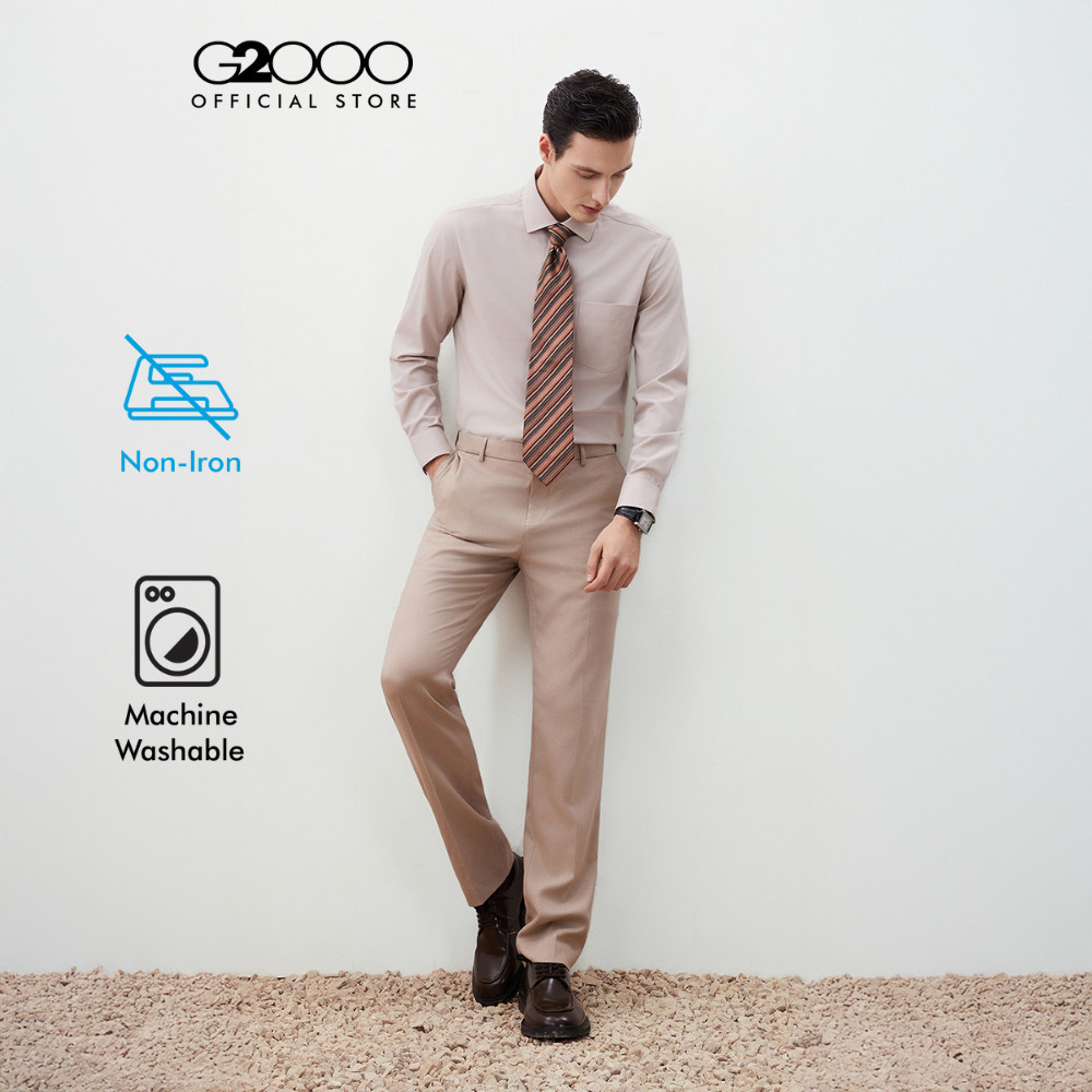 G2000 เสื้อเชิ้ตแขนยาวแบบทางการสำหรับผู้ชาย Smart Fit รุ่น 4612364212 สีเบจ