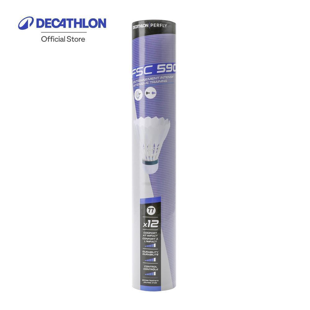 Decathlon Feather Shuttlecock Fsc 590 Speed 77 X 12 ลูกขนไก่ รุ่น Fsc 590 Speed 77 X 12 - White