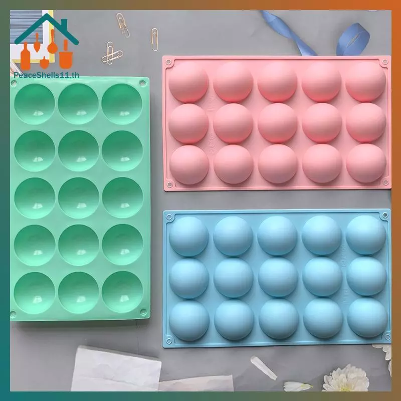 PeaceShells 3D รอบครึ่งทรงกลมแม่พิมพ์ซิลิโคนสําหรับเบเกอรี่พุดดิ้งมูสช็อคโกแลตเค้ก TH