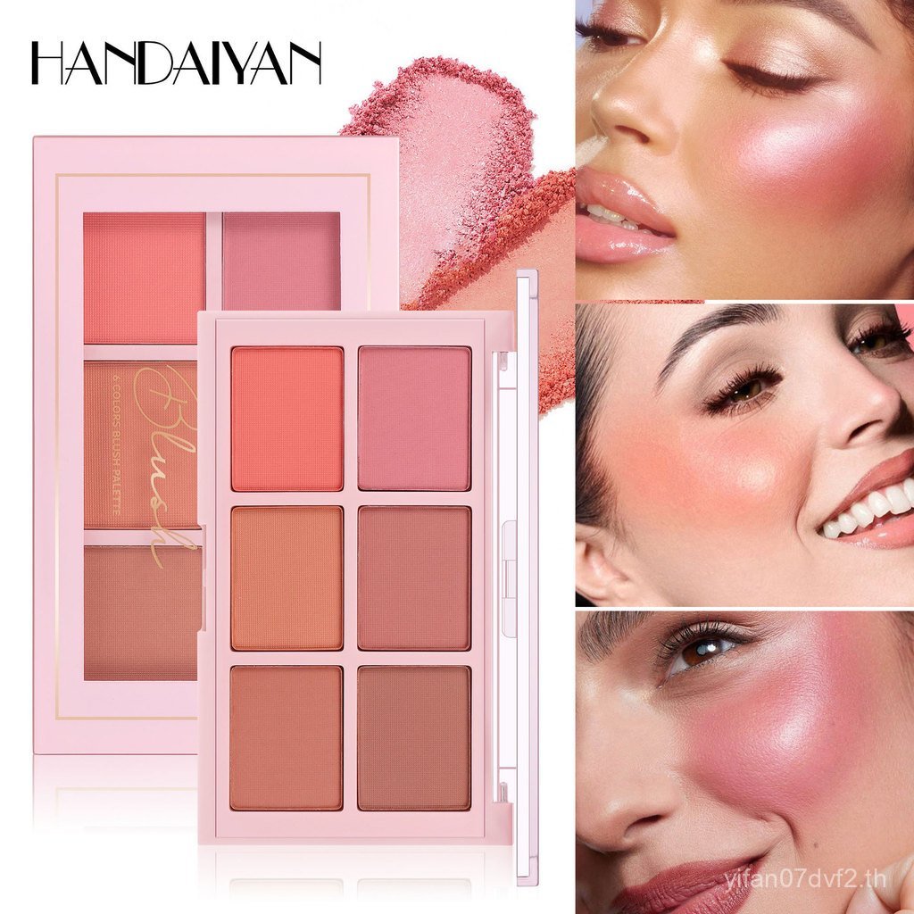 Matte Plate Red Plate Matte Blush Blush Repair Natural Gloss handaiyan แผ่นหกสี Blush แต่งหน้าสี Ren