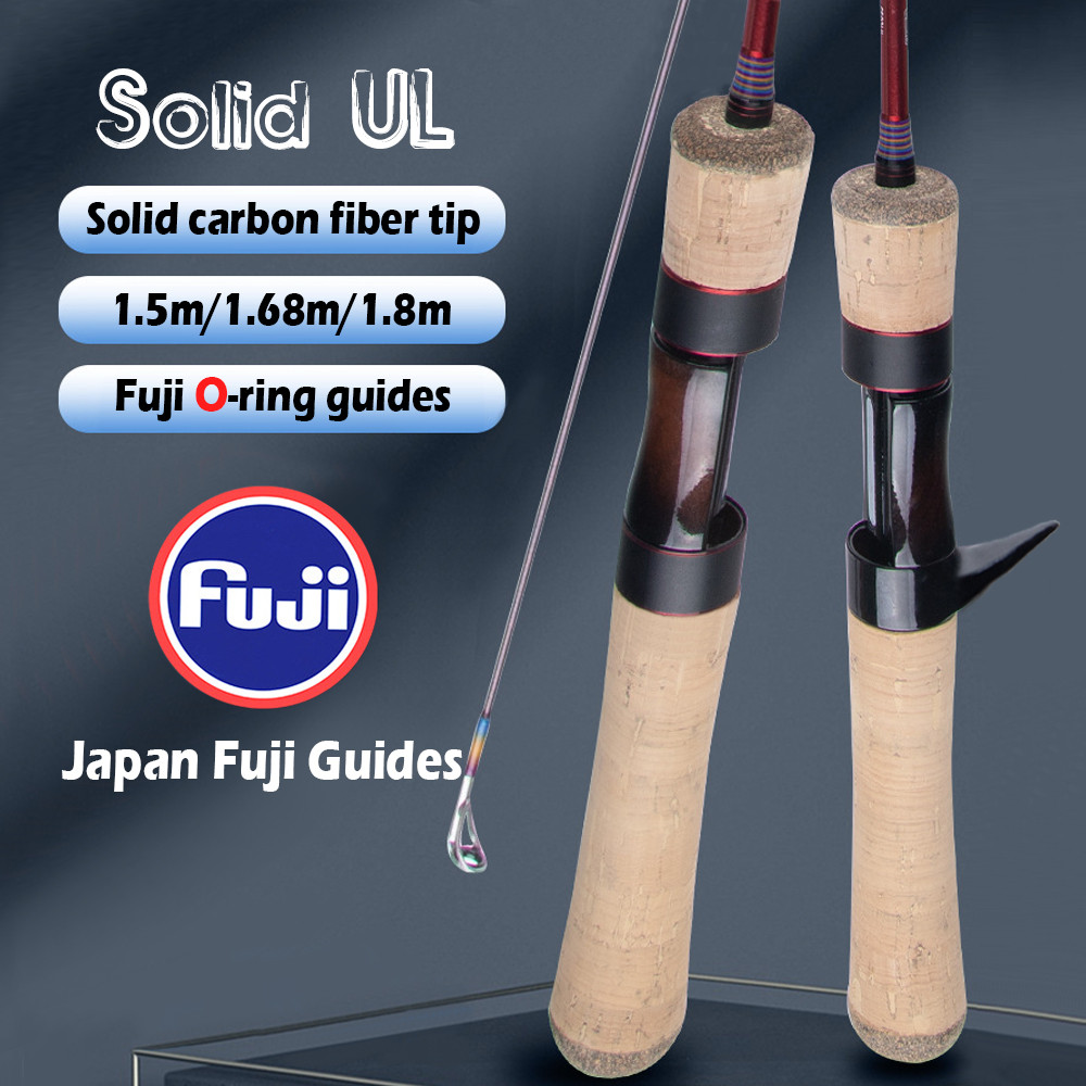 1.5เมตร/1.68เมตร/1.8เมตรญี่ปุ่นฟูจิคาร์บอนไฟเบอร์แข็ง ul คันเบ็ดปั่นคันเบทคาสติ้งคันกุ้งเบาพิเศษเบ็ดแบบพกพาหดกลางแจ้งคัน