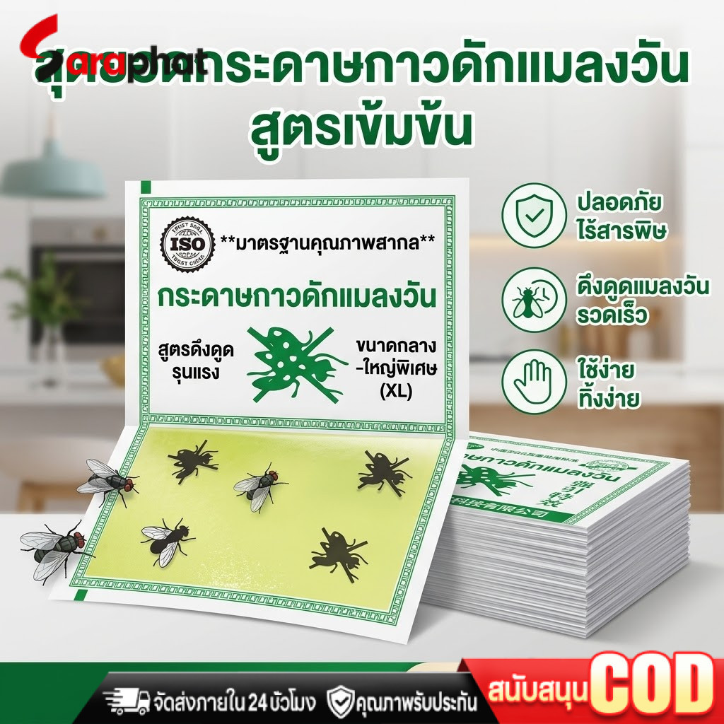 【COD 250 ชิ้น🔥】ราคาถูกสุด!! กาวดักแมลงวัน กที่ดักแมงวัน​แพ็คละ 50/100 แผ่น ของแท้ 100% มีสต็อกในไทย