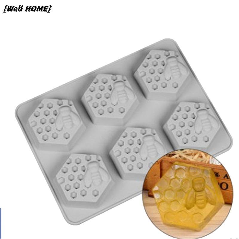 [Well HOME] 1 Pc 6 Cavity Silicone Bee Hive Decor สบู่ทํามือ Mould Resin Mold New Stock