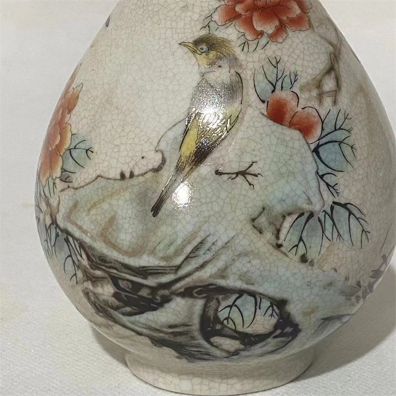 เครื่องลายครามเก่า Qingguangxu Xi Shang ขวดกระเทียมคิ้ว Wenwan สินค้าเก่าคอลเลกชันห้องนั่งเล่นสไตล์จีนเครื่องประดับเซรามิก