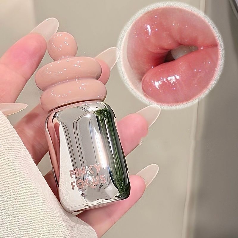 Pinkyfocus ลิปกลอสแก้วสีอ่อน, ลิปกลอสเชียร์และเย้ายวนสีนู้ดและมีเสน่ห์, ลิปสติกราคาไม่แพง