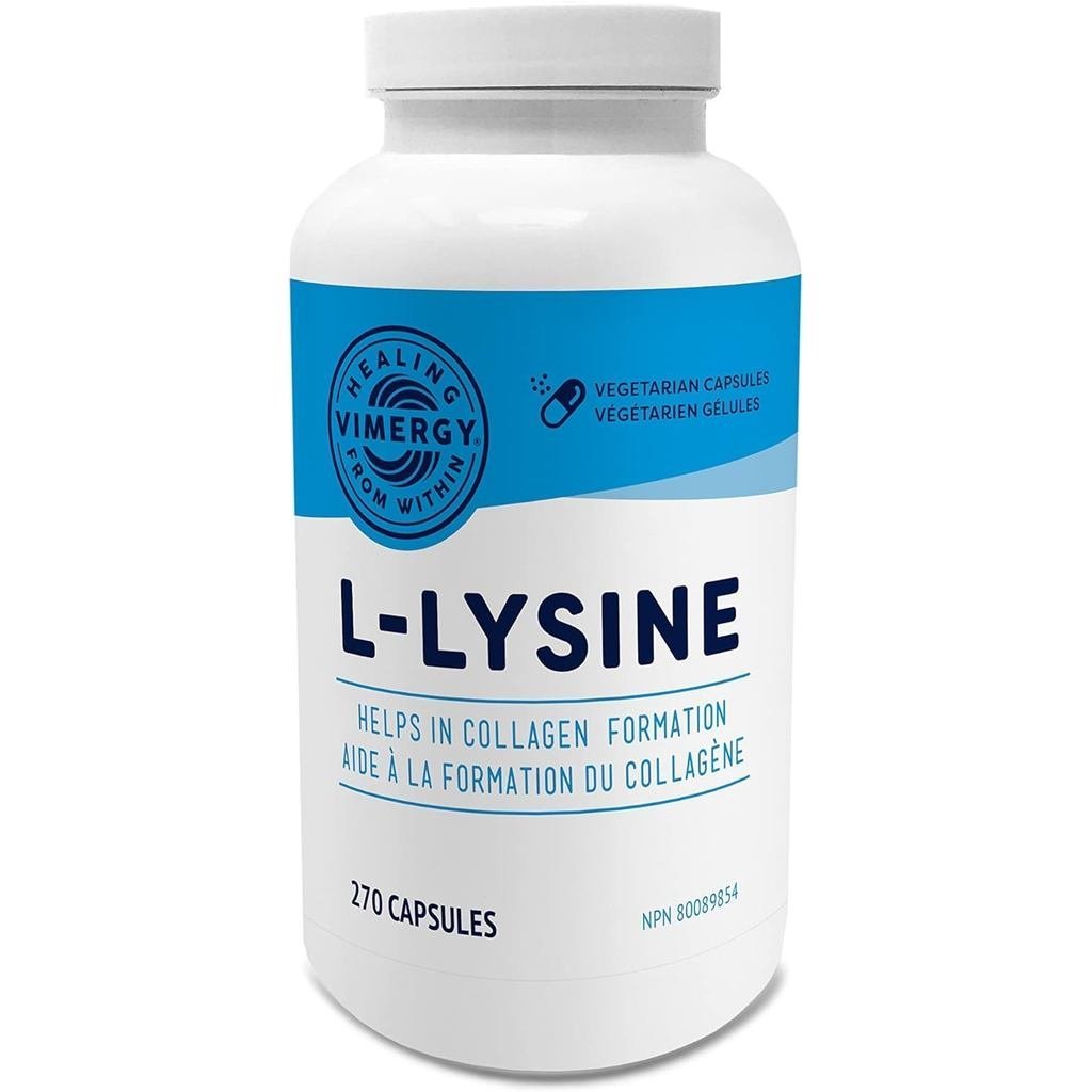 VIMERGY LLysine 500MG แคปซูล 270 เสิร์ฟ – Essential Amino Acid – ช่วยในการสร้างคอลลาเจน – มังสวิรัติ