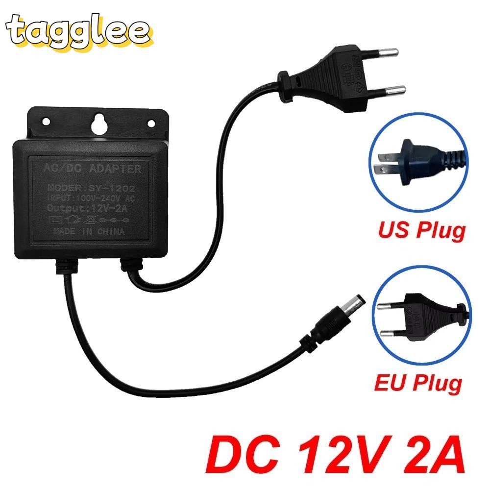 TAGGLEE อะแดปเตอร์แหล่งจ่ายไฟกล้อง,สีดํา DC12V 2A อะแดปเตอร์ไฟ,ปลั๊ก EU มืออาชีพ AC100V-240V อินพุตอะแดปเตอร์รักษาความปลอดภัยกันน้ํากลางแจ้ง