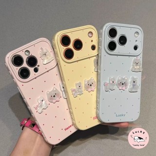 เคสซีรีส์หัวใจฟองน้ำ ตุ๊กตาสุนัข ลายจุด น่ารัก หลากสี สำหรับIPhone Air 17 16 XR 11 13 15 12 14 Pro Max X SE 7 8 15 Plus