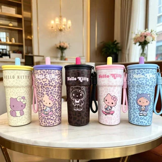 แก้วสแตนเลส 316 ขนาด 500 มล. ลายการ์ตูน สำหรับกาแฟ พกพาสะดวก มีหลอดดูด เหมาะสำหรับใช้กลางแจ้ง
