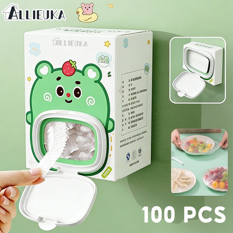Allieuka ถุงเก็บความสด ถุงครอบอาหารติดผนัง 100 ชิ้น! ไม่ต้องเจาะ แขวนง่าย ประหยัดพื้นที่ ใช้ได้ทั้งครัวและห้องน้ำ