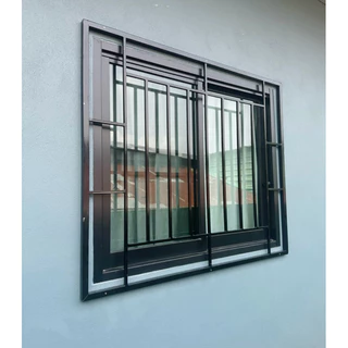 หน้าต่างเหล็กดัด ขนาด 110*110ซม. สีขาวกับสีดำ(บานเดี่ยว)แข็งแรง กันขโมย**สั่งทำขนาดพิเศษได้