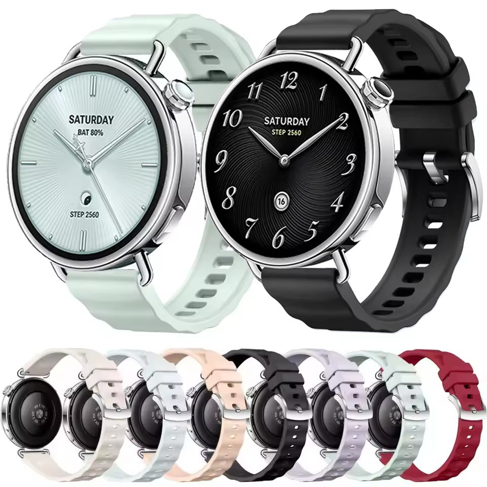 18 มม.Wave สายซิลิโคนสําหรับ Xiaomi นาฬิกา S4 41 มม.Huawei นาฬิกา GT6 GT5 GT4 41 มม.กีฬานาฬิกาสําหรั
