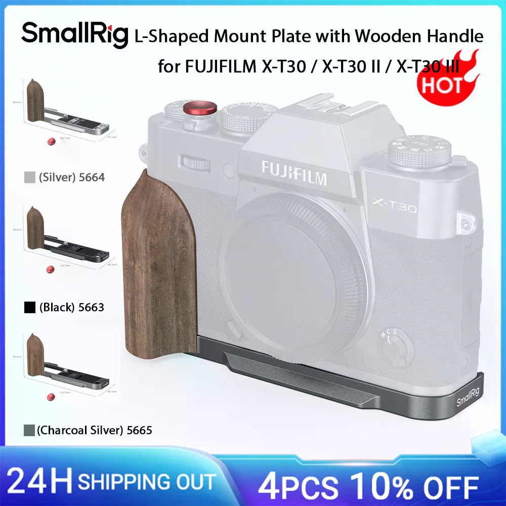 SmallRig X-T30 II แผ่นเมาท์รูปตัว L พร้อมด้ามจับไม้สําหรับ FUJIFILM X-T30 / X-T30 II / X-T30 III พร้