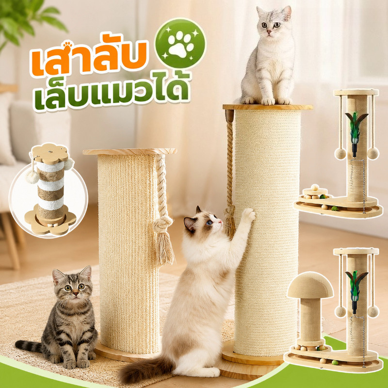 WePet เสาลับเล็บแมวได้ ลับเล็บแมว  ของเล่นแมว  วัสดุไม้เนื้อแข็ง ทนต่อการสึกหรอ
