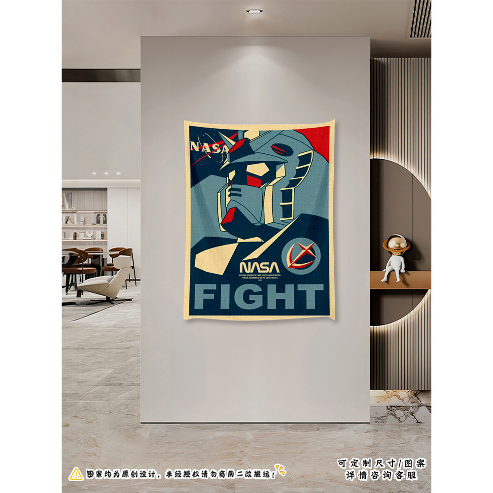 Gundam Mobile Suit Co-Branded NASA Transformers Tapestry ห้องนอนหอพักโซฟาผนังพื้นหลังผ้า Tapestry พร