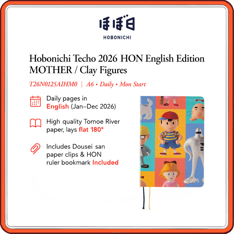 Hobonichi Techo HON 2026 MOTHER Clay Figures Planner Diary | A6| English Edition | Daily Planner