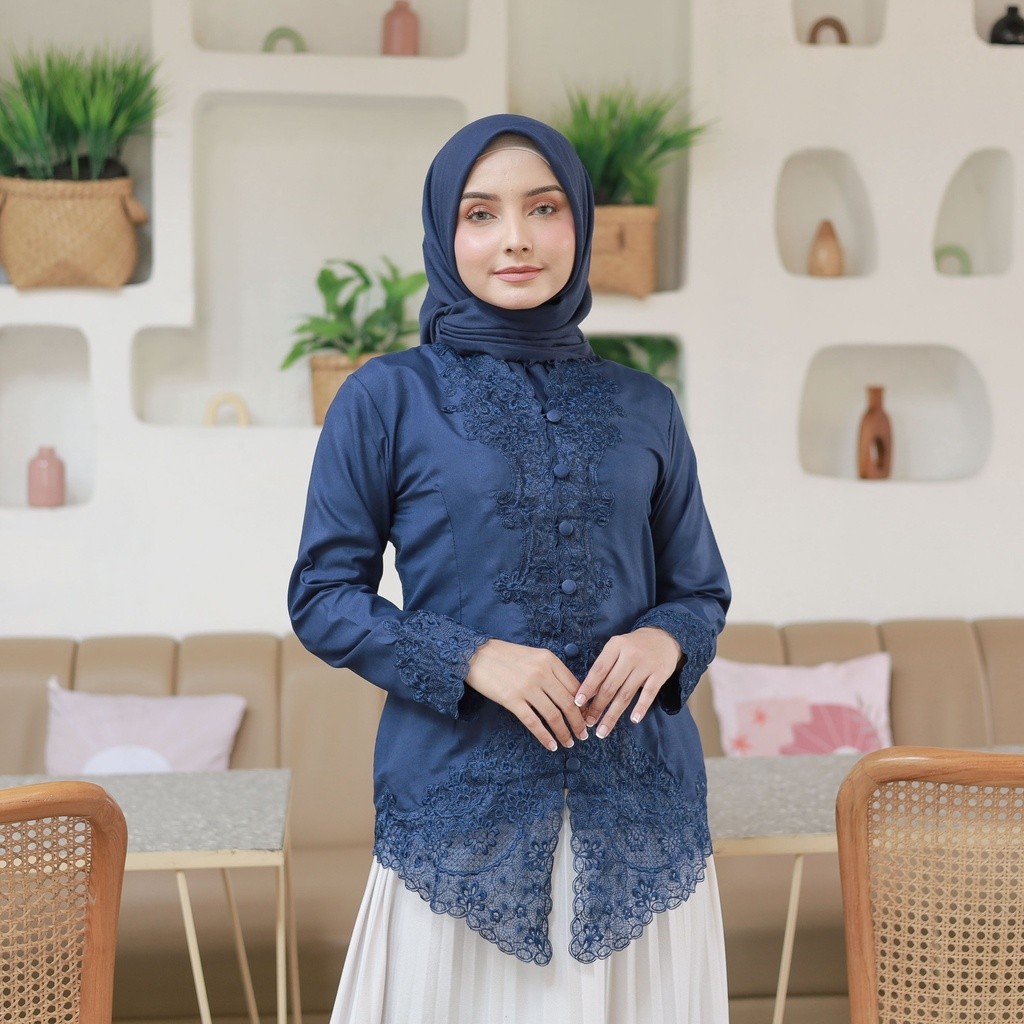 Alantasik - เสื้อ encim kebaya ปักสีขาวแขนยาวทันสมัยสําหรับรับปริญญา สํานักงาน ทํางาน งานปักเข้าชุด