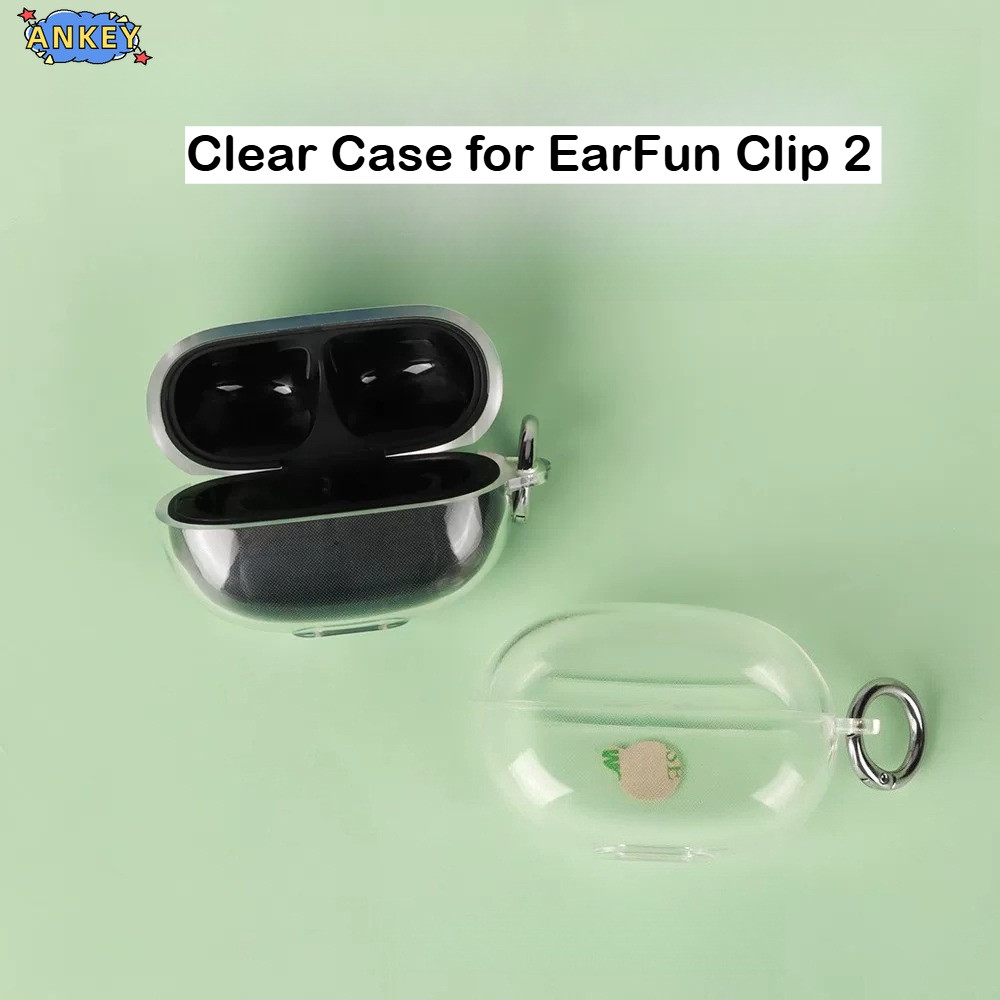 Compatible with EarFun Clip 2 Case Protective Transparent Clear TPU Covers for EarFun Clip 2 Bluetooth Earphone Shell Headphone Portable with Hook