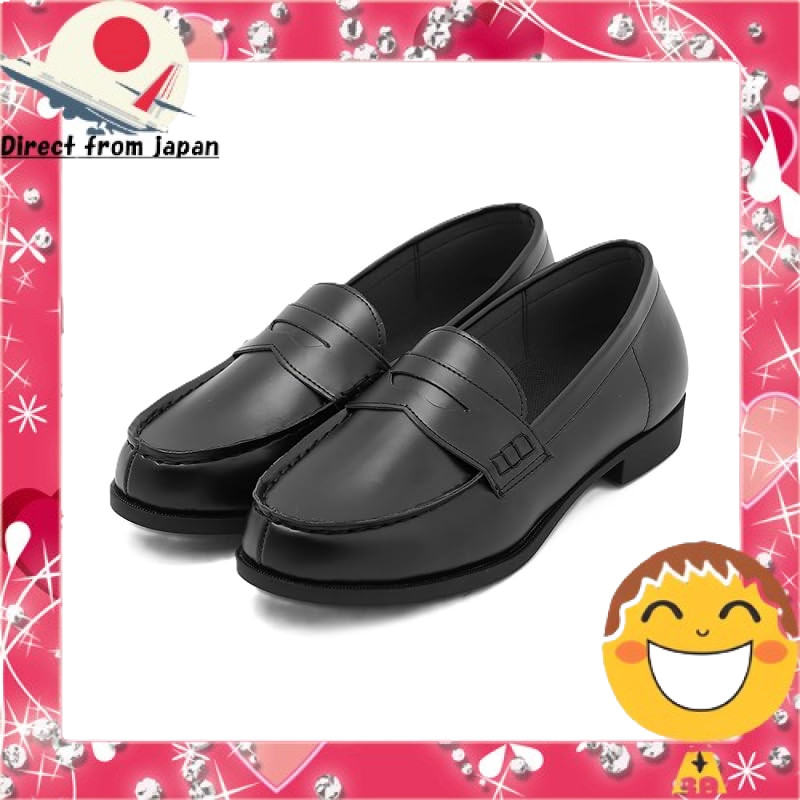 WEGO School Loafers for Girls - Student Shoes in Black, Antibacterial, Available Sizes 22cm to 25.5c