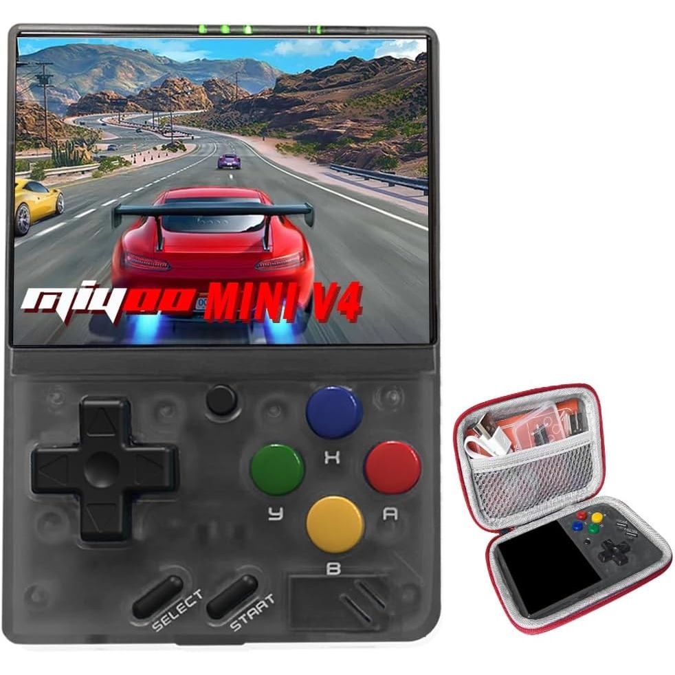 Miyoo Miyoo Mini V4 คอนโซลเกมย้อนยุค,คอนโซลเกมมือถือแบบพกพาพร้อมกล่องเก็บของ 2.8 หน้าจอ HD 2001mah แ