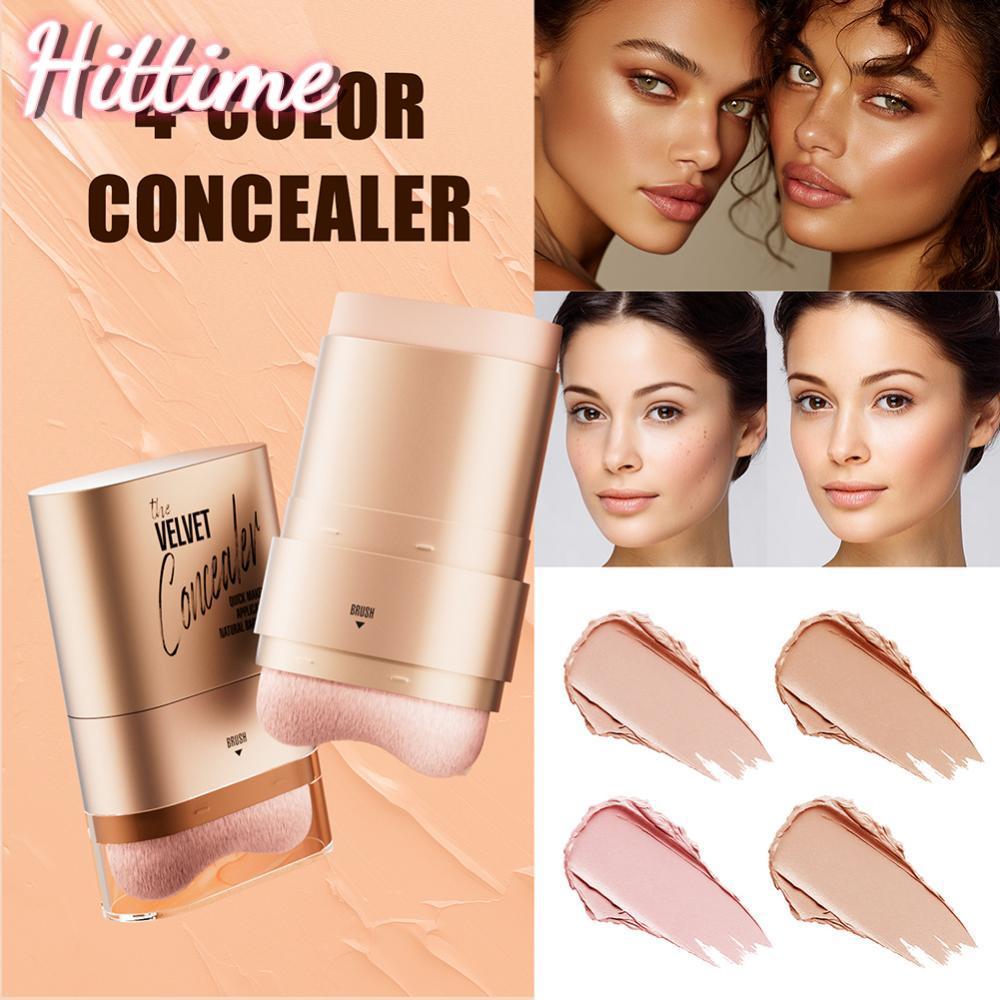 HITTIME 2-in-1 คอนซีลเลอร์ Foundation Stick ครอบคลุม Dark Circles กันน้ํา Sweat-Resistant Facial แต่
