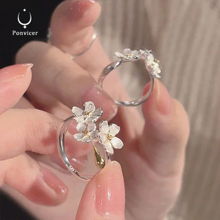 [COD]🌸แหวนดอกไม้สามมิติสีเงินไอริสโบราณยุคกลางแหวนศาลย้อนยุคฝรั่งเศสสำหรับผู้หญิงแฟชั่นอุปกรณ์เสรริม