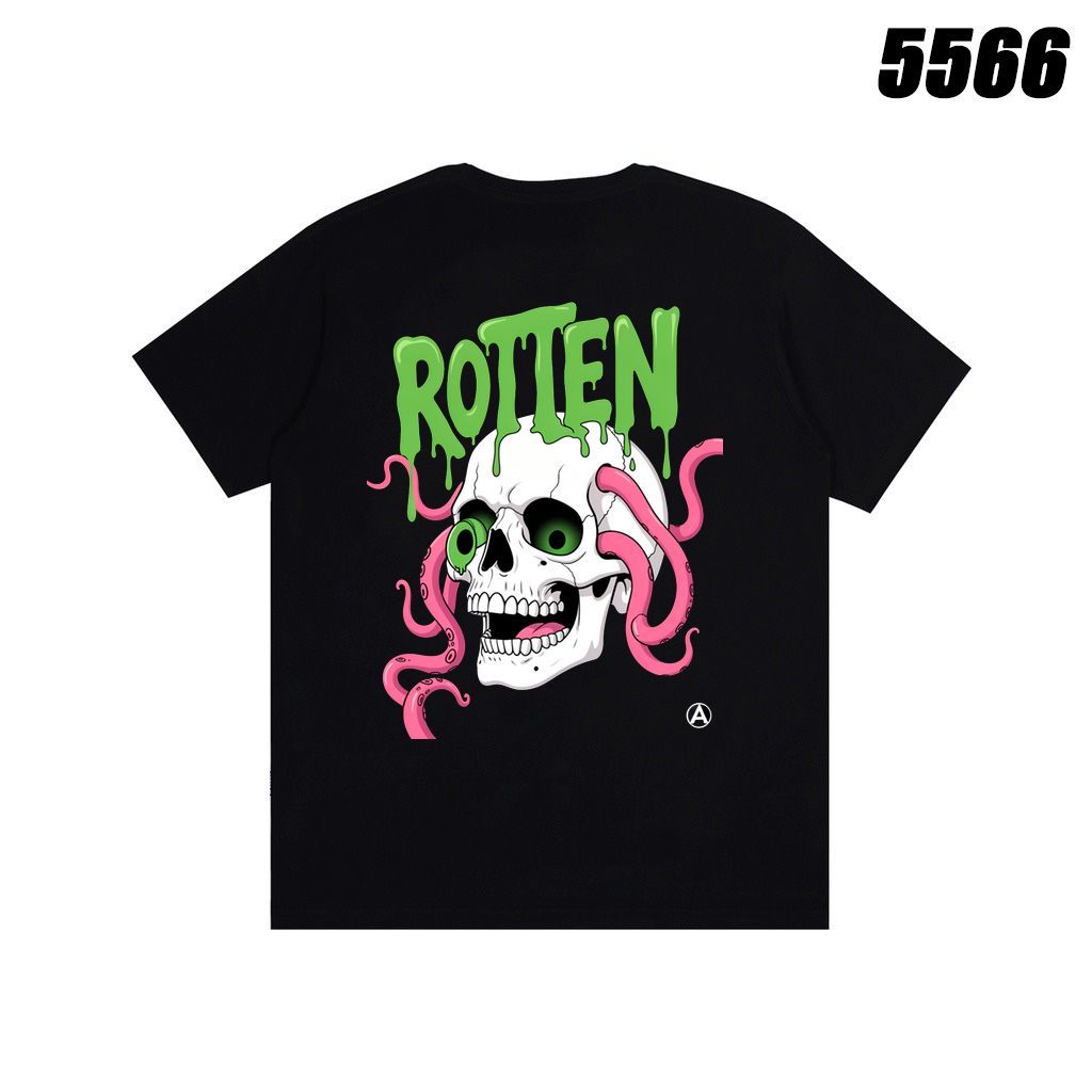 5566 Rotten Skull Tentacle Print T - เสื้อ