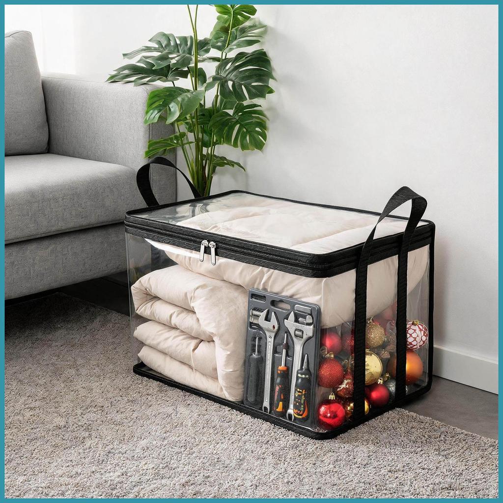 กระเป๋าเก็บสําหรับเสื้อผ้าแผ่น Organizer กล่องซิปกระเป๋าจัดระเบียบใสสําหรับ Home Apartment Farmhouse Travel yontnth