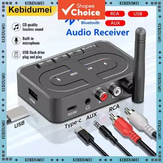 อะแดปเตอร์รับสัญญาณเสียงบลูทูธ 6.0 ผ่าน USB 2026 แบบไร้สายสเตอริโอ 3.5 มม. AUX RCA สําหรับแอมป์ลําโพงในรถ