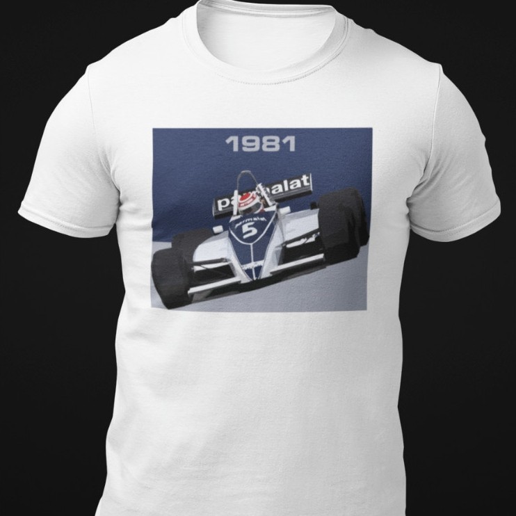 Nelson Piquet 1981 F1 เสื้อยืดแขนสั้น สไตล์ลำลองFunny Fashion