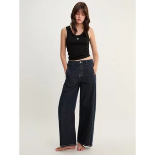 [Pomelo] กางเกงยีนส์ทรงขากว้าง / Mid Waist Wide Leg Denim Pants