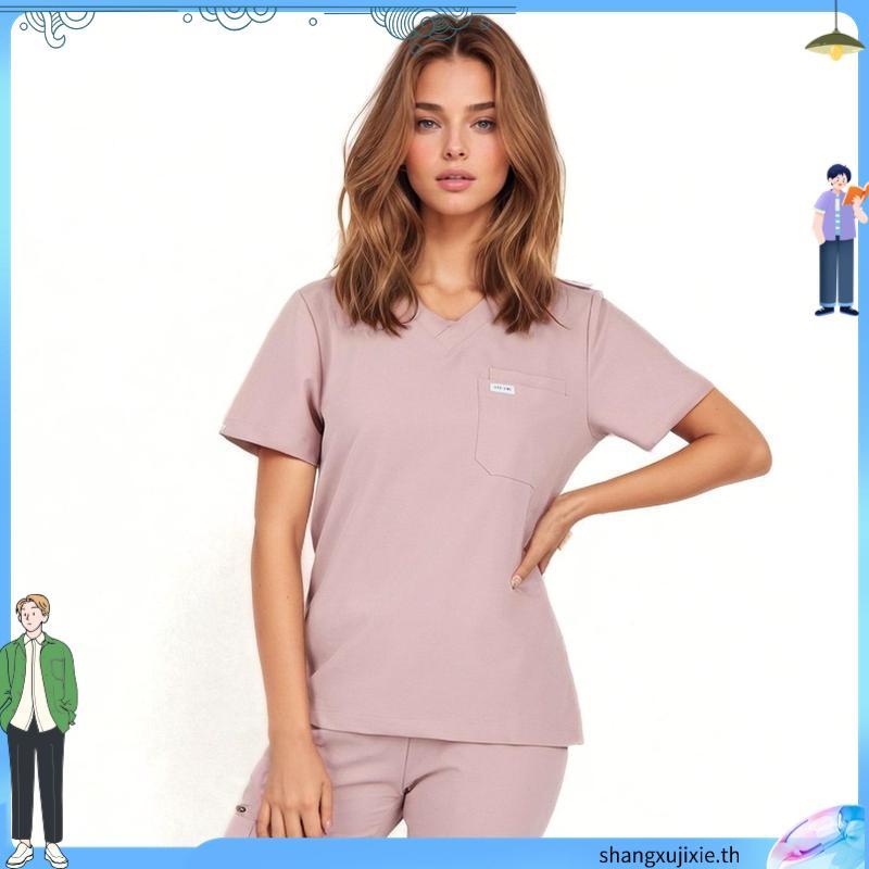 Subscrub ชุดสครับ ชุดห้องผ่าตัด ชุดแพทย์ ชุดพยาบาล ชุดเข้าเวร เสื้อคอวี(เสื้อ+กางเกง)