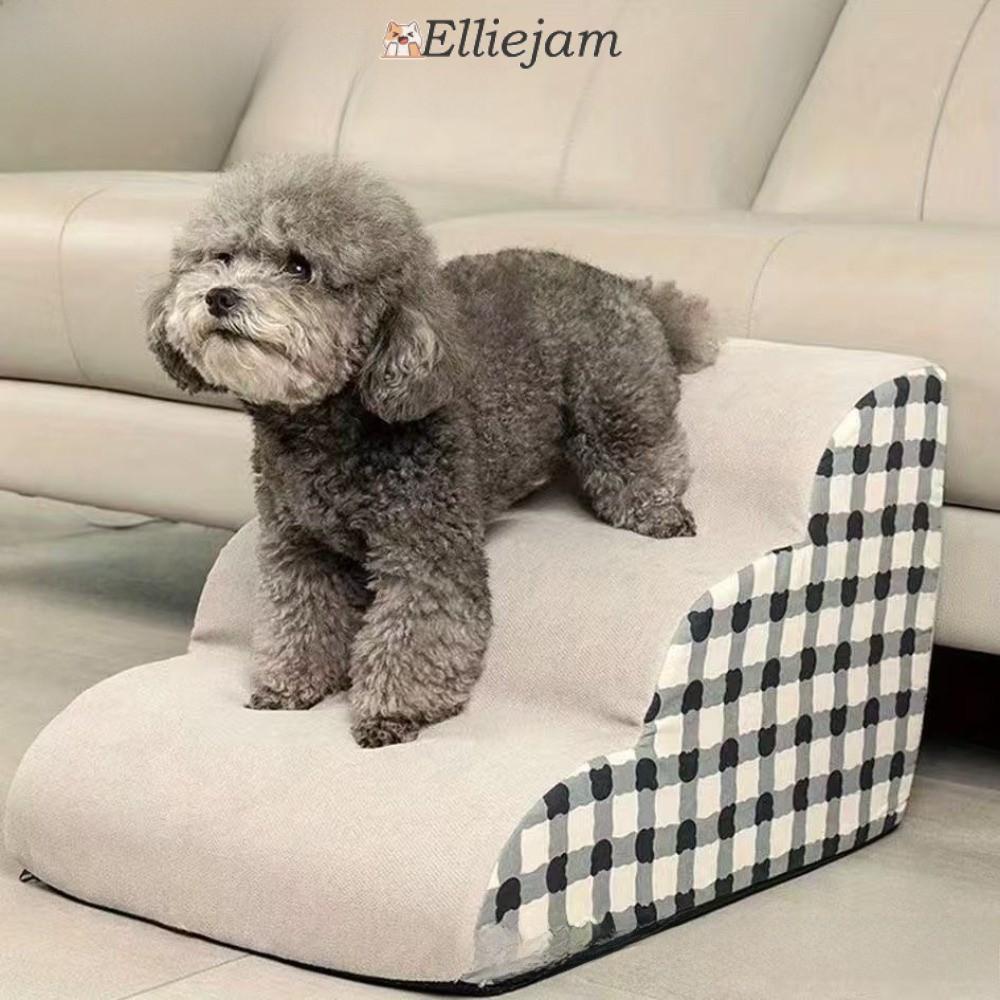 บันไดสุนัข ELLIEJAM กันลื่นที่ถอดออกได้ความปลอดภัยสัตว์เลี้ยงลาด,1-3ขั้นตอนหน่วยความจําโฟม Rebound ล้างทําความสะอาดได้สุนัขลาดบันไดเตียง